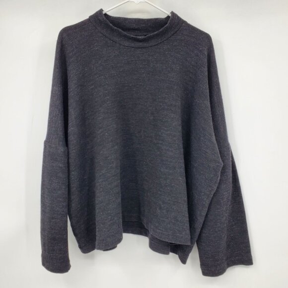 Eskandar Lagenlook Wool Blend Mock Neck Grey Oversized Drop Shoulder Sweater 1 - Picture 1 of 9